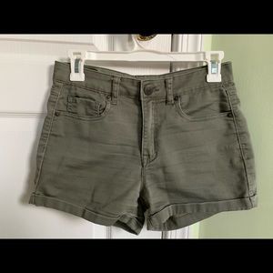 green comfy stretchy shorts